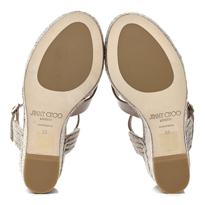 Jimmy Choo Nappa Dellena 100 Espadrille Wedges 36 Ballet Pink 4 of 8