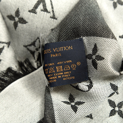 Louis Vuitton Silk Wool Monogram Denim Shawl Black 4 of 4