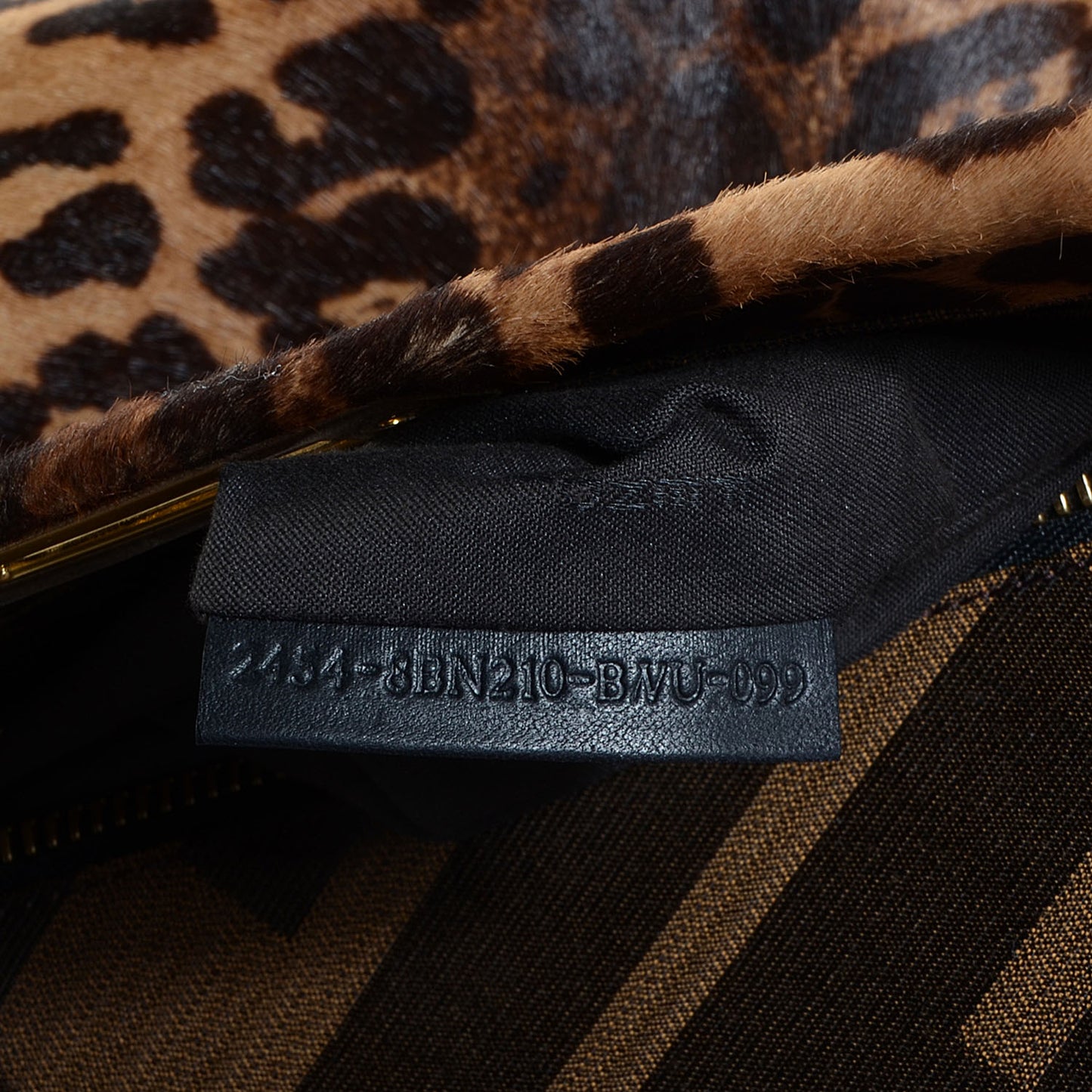 Calf Hair Leopard Print Zucca Large Peekaboo Iconic Satchel Tobacco