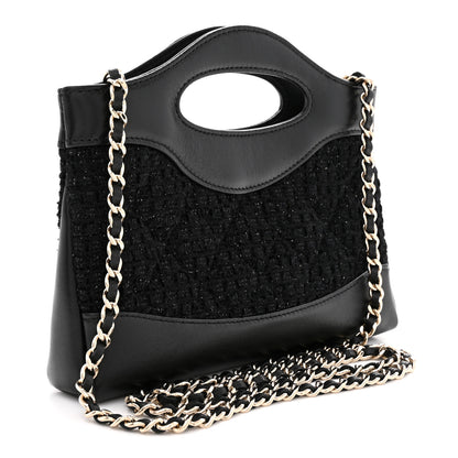 Chanel Tweed Calfskin Quilted Nano 31 Shopping Bag Black 3 of 11