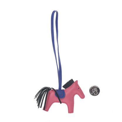 Hermes Milo Lambskin Grigri Rodeo Horse Bag Charm PM Rose Azalee Vert Cypress Bleu Electrique 2 of 5