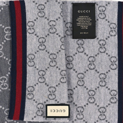 Gucci Wool Tricot GG Monogram Web Solange Scarf Graphite Light Grey 3 of 3