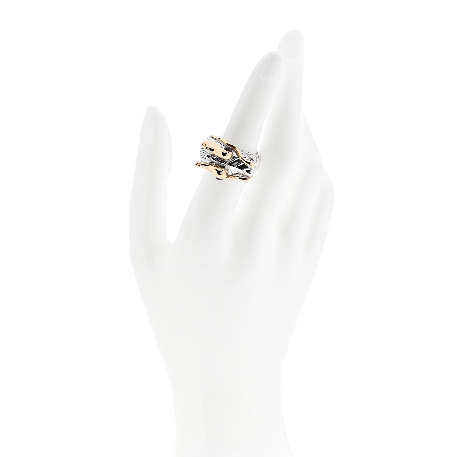 John Hardy Sterling Silver 18K Yellow Gold Ruby Naga Dragon Head Ring 53 6.25 2 of 6