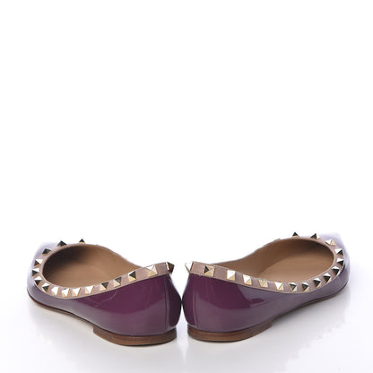 Valentino Garavani Patent Rockstud Ballerina Flats 38.5 Purple Poudre 6 of 20