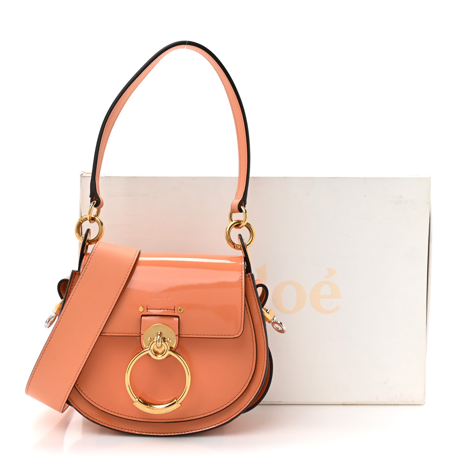 Chloe Patent Calfskin Small Tess Bag Canyon Sunset 11 of 11