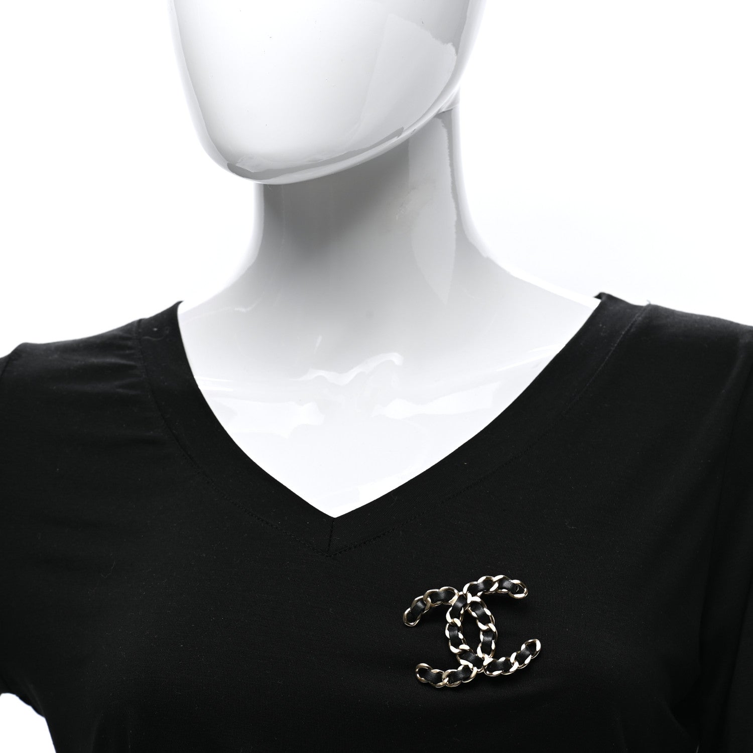 Chanel Lambskin Chain CC Brooch Black Gold 2 of 5