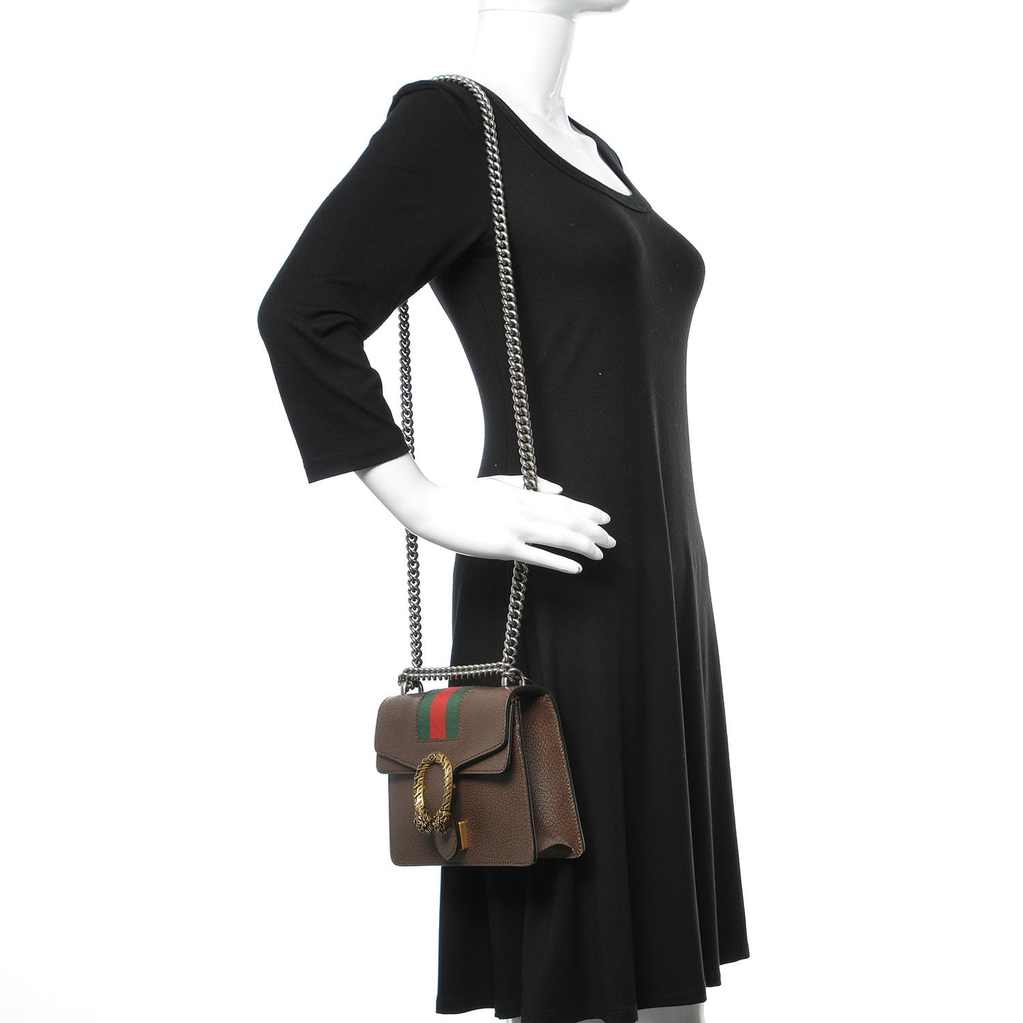 Textured Calfskin Web Mini Dionysus Shoulder Bag New Acero