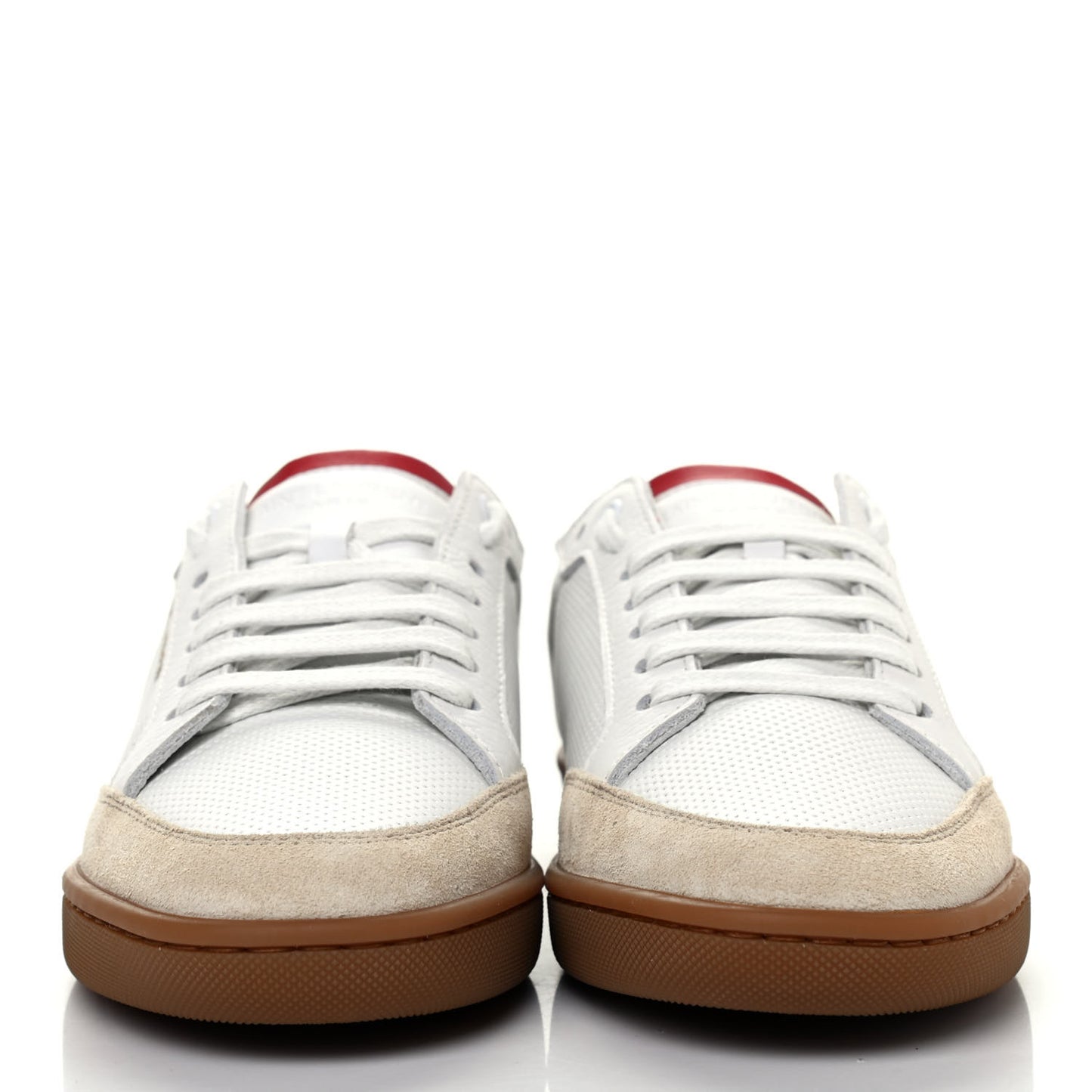 Calfskin Perforated Suede SL10 Court Classic Low Top Sneakers 36 White