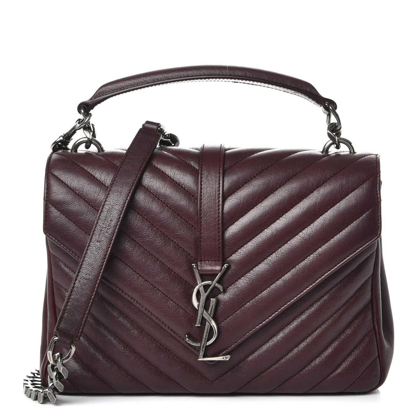 Sheepskin Matelasse Chevron Monogram Medium College Bag Amaranto