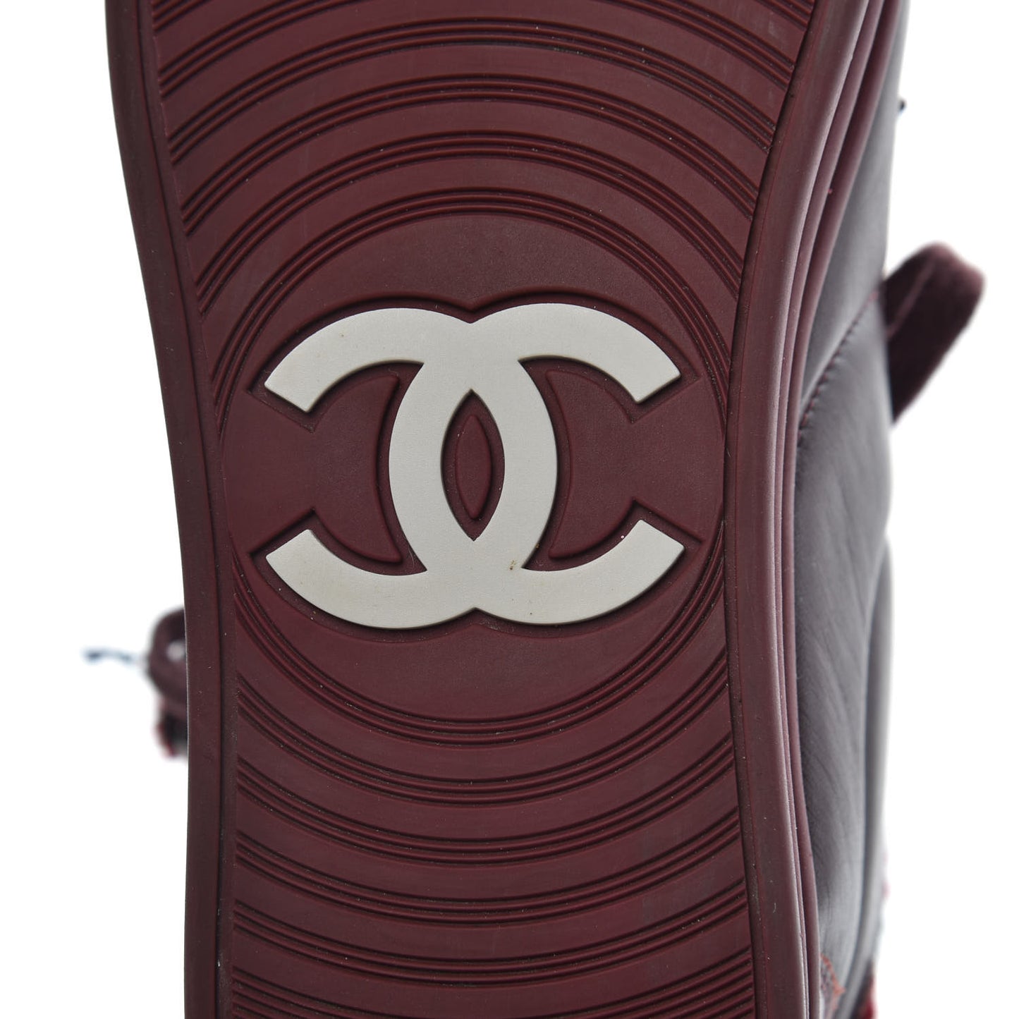 Lambskin Tweed Chain CC Sneakers 37 Burgundy Navy White