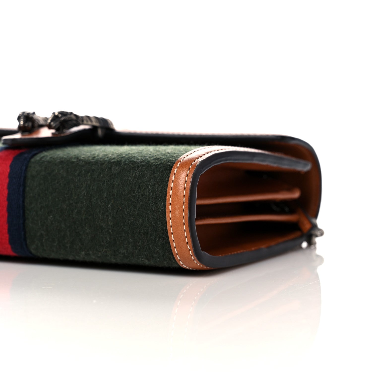 Gucci Loden Fabric Cuoio Harness Web Mini Dionysus Chain Wallet Underwood Harness Brown 9 of 11