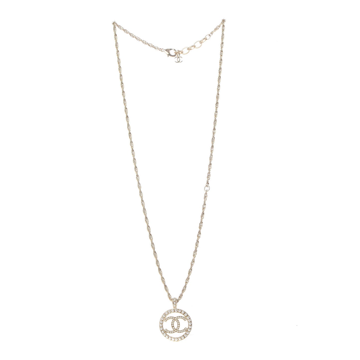 Pearl CC Medallion Necklace Gold