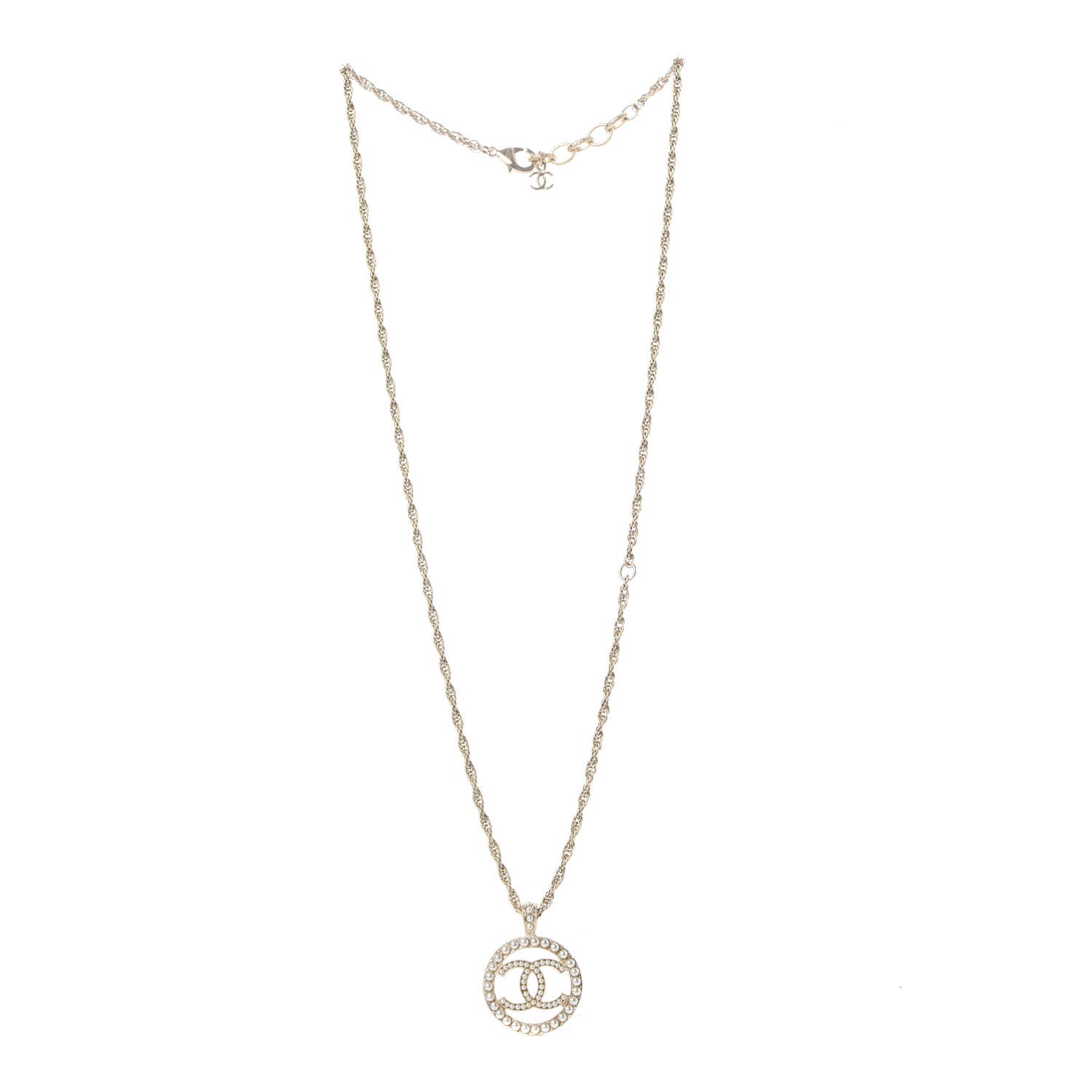 Chanel Pearl CC Medallion Necklace Gold 3 of 5
