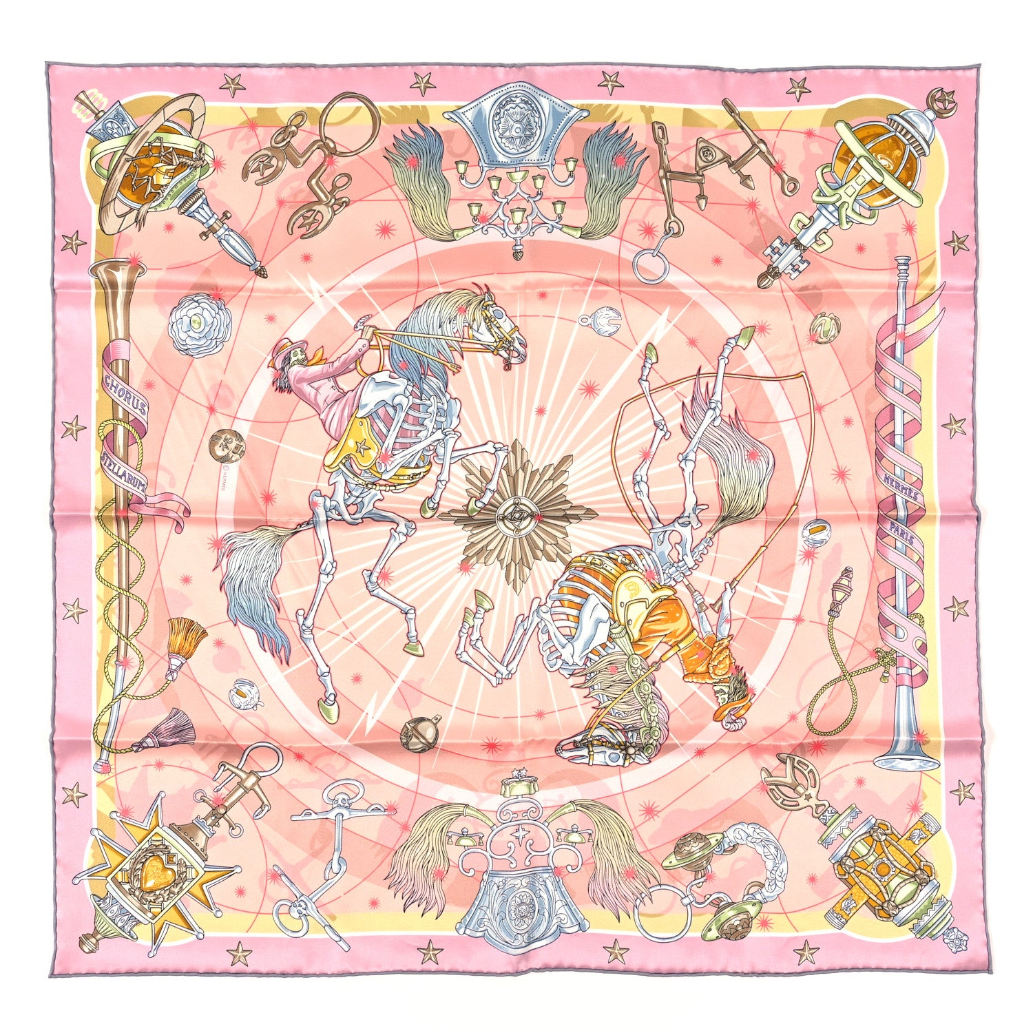 Hermes Silk Chorus Stellarum Scarf 70 Rose Poudre Gris 1 of 3