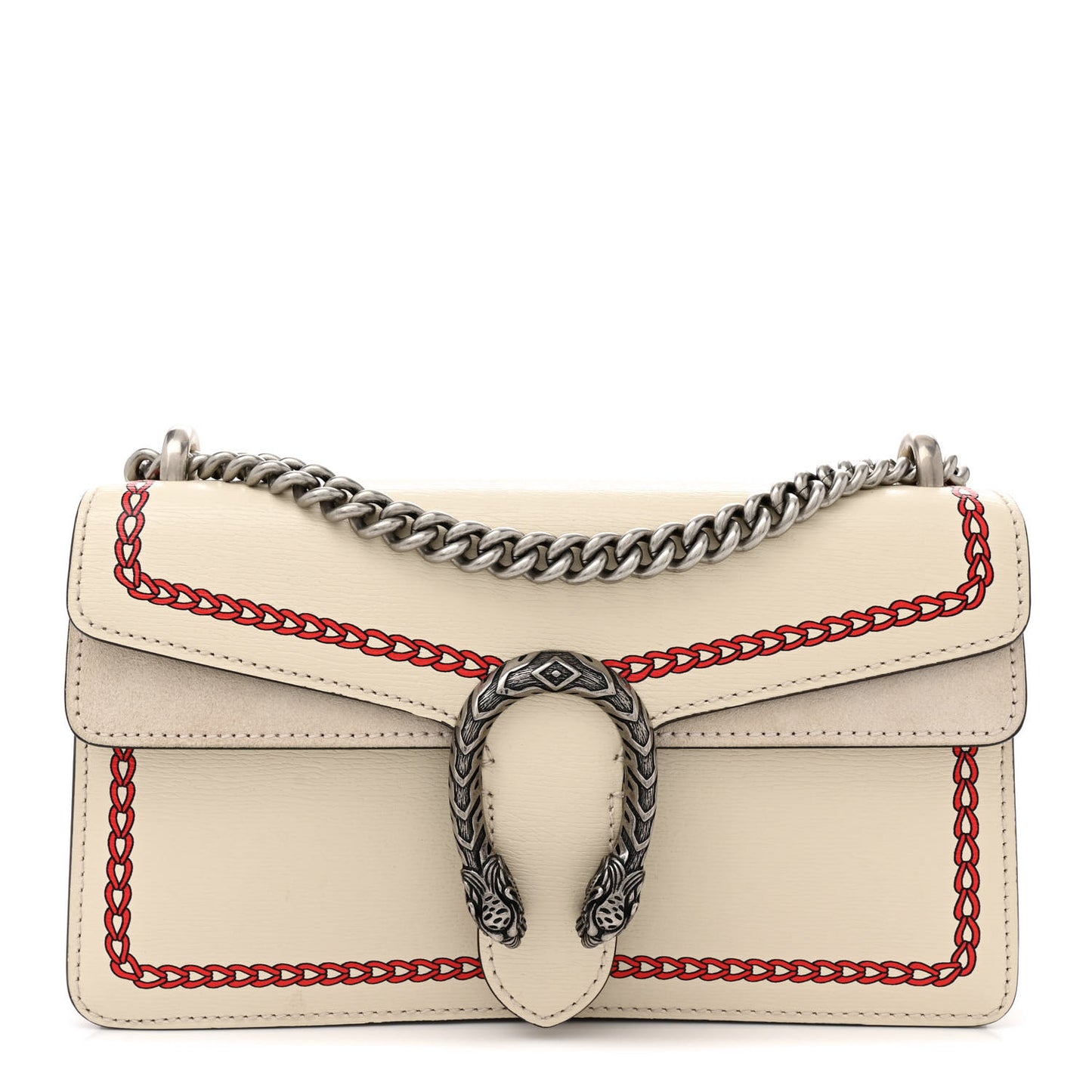 Textured Calfskin Lunar New Year Small Dionysus Shoulder Bag Mystic White Red