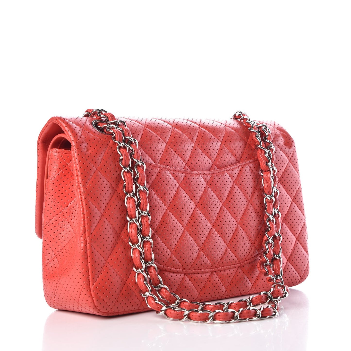 Lambskin Perforated Medium Double Flap Red