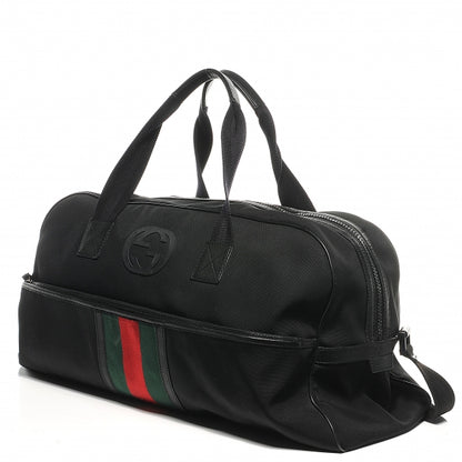 Gucci Canvas Large Parana Web Duffle Bag Black 4 of 10
