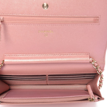 Chanel Iridescent Caviar Quilted Wallet on Chain WOC Rose Pink 5 of 10