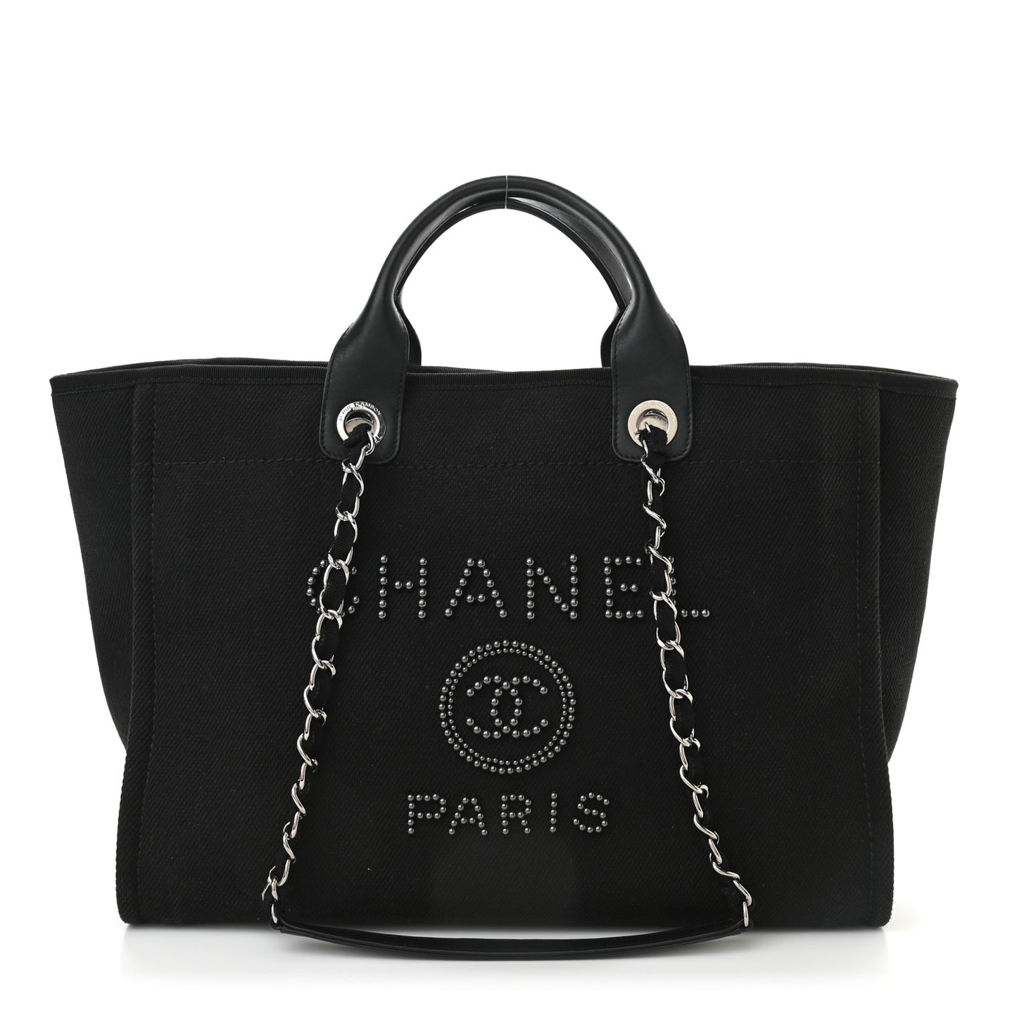 Canvas Pearl Medium Deauville Tote Black
