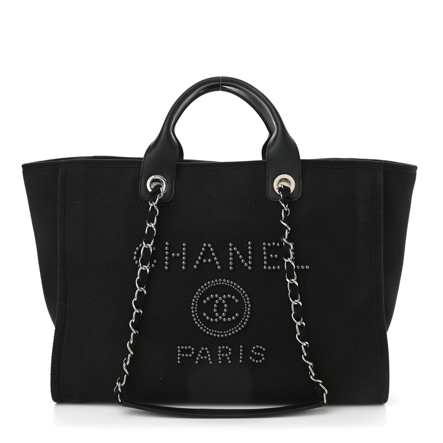 Chanel Canvas Pearl Medium Deauville Tote Black 1 of 13