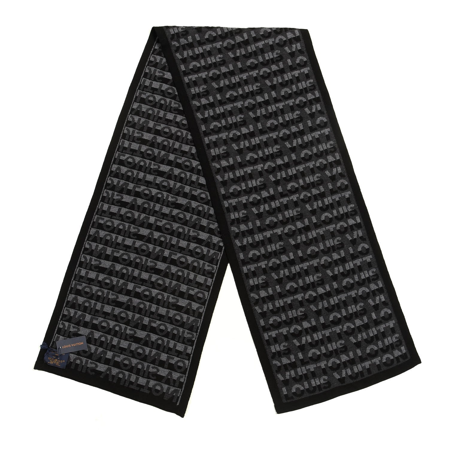 Louis Vuitton Wool LV Split Scarf Anthracite 2 of 3