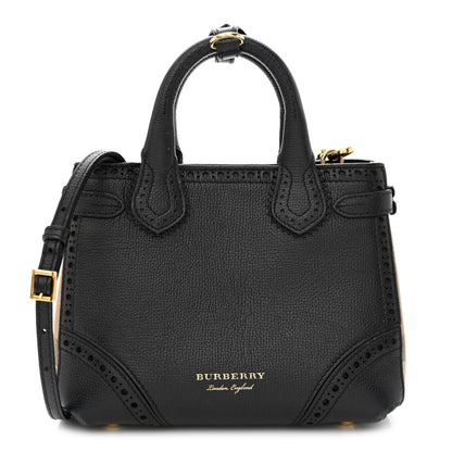 Burberry Grainy Calfskin House Check Baby Brogue Banner Tote Black 1 of 18