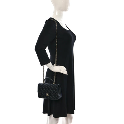 Chanel Lambskin Quilted Mini Top Handle Rectangular Flap Black 2 of 10