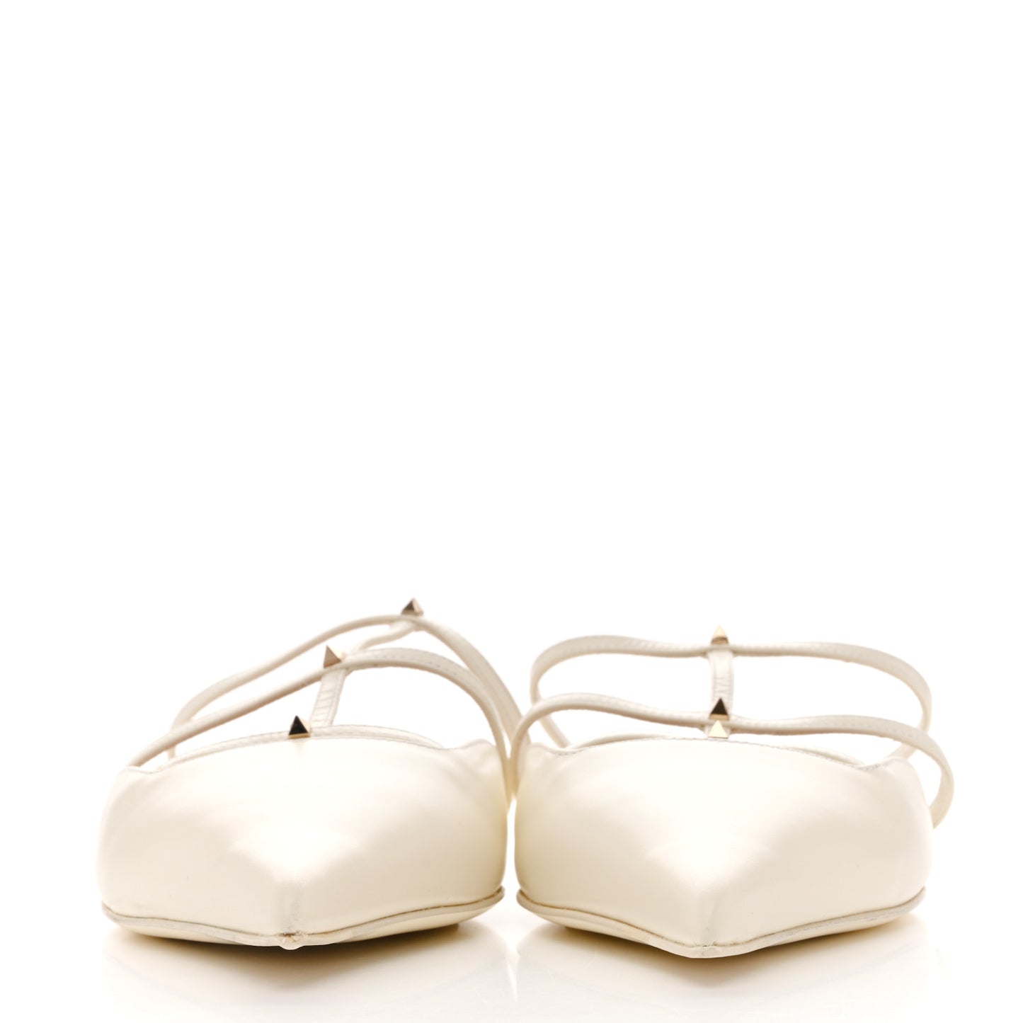 Calfskin Rockstud Wispy Mules 37.5 Ivory