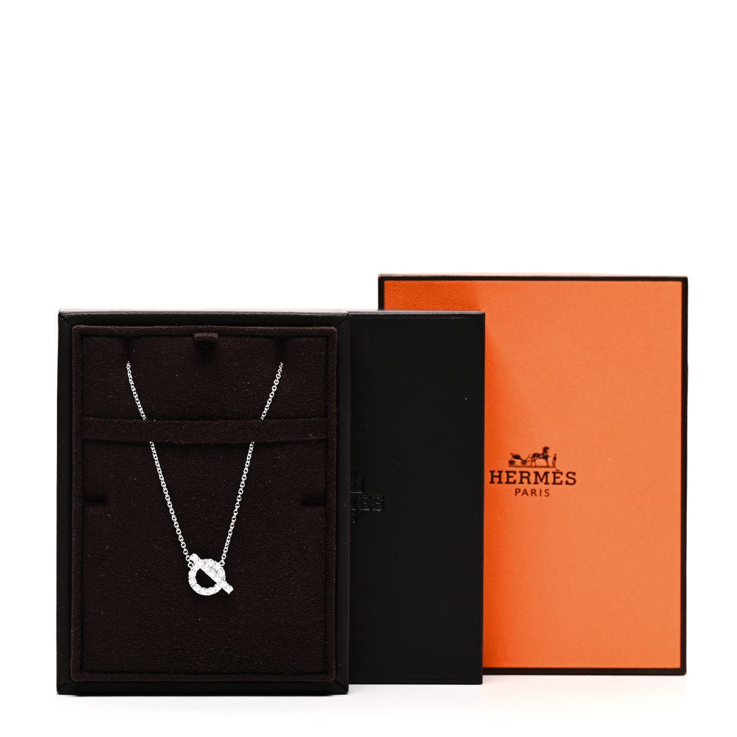Hermes 18K White Gold Diamond Finesse Pendant Necklace 6 of 6