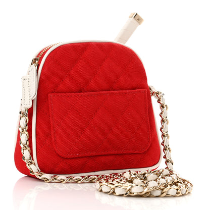 Chanel Canvas Calfskin Tennis Racket Clutch With Chain Red White 4 of 11
