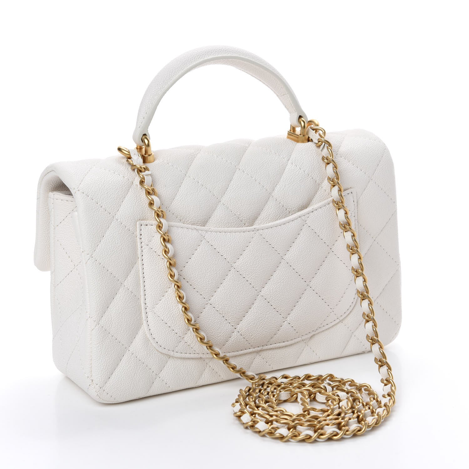 Chanel Caviar Quilted Mini Top Handle Rectangular Flap White 3 of 10