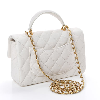 Chanel Caviar Quilted Mini Top Handle Rectangular Flap White 3 of 10