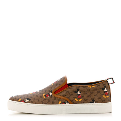 Gucci X DISNEY Mini Vintage GG Supreme Monogram Mickey Mouse Mens Slip-On Sneakers 9.5 Beige Vintage Sun Oil 1 of 9
