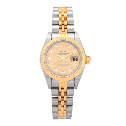 Rolex Stainless Steel 18K Yellow Gold Diamond 26mm Oyster Perpetual Datejust Watch Champagne 79173 1 of 5
