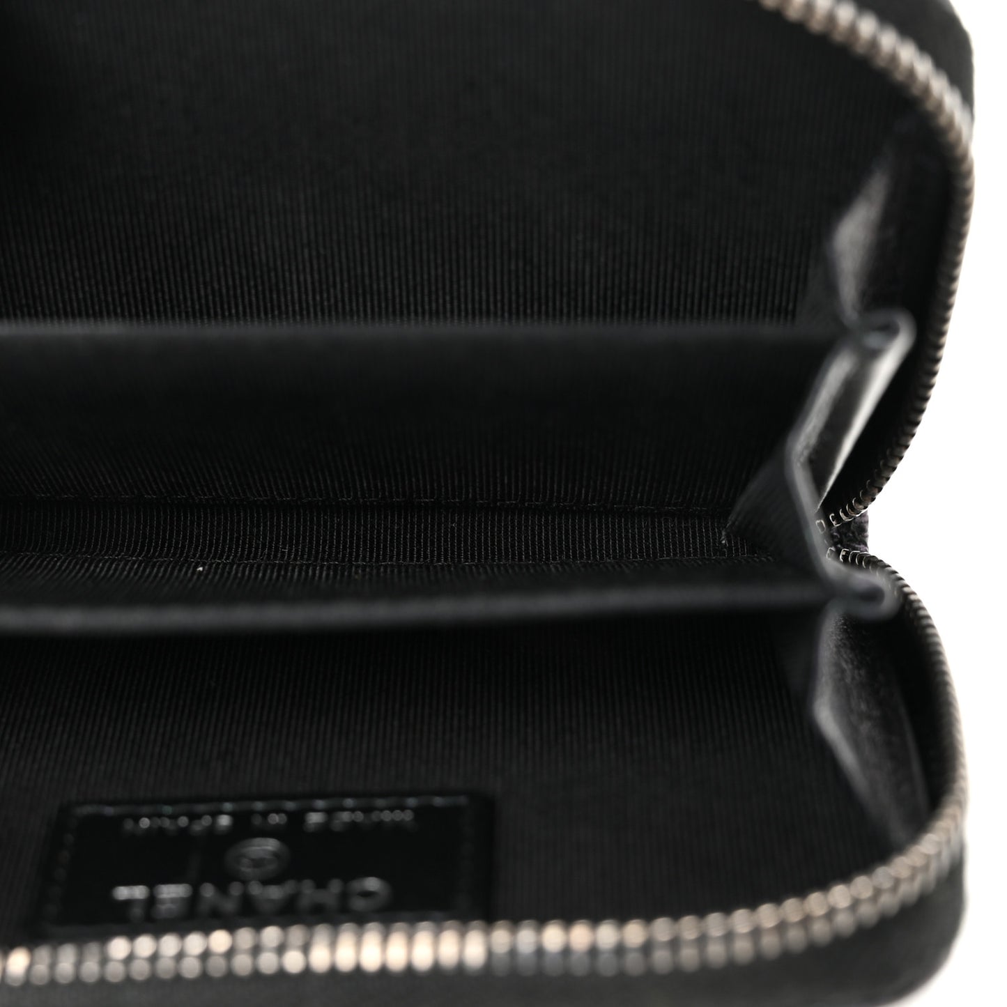 Iridescent Caviar Chevron Quilted Zip Around Coin Purse Black