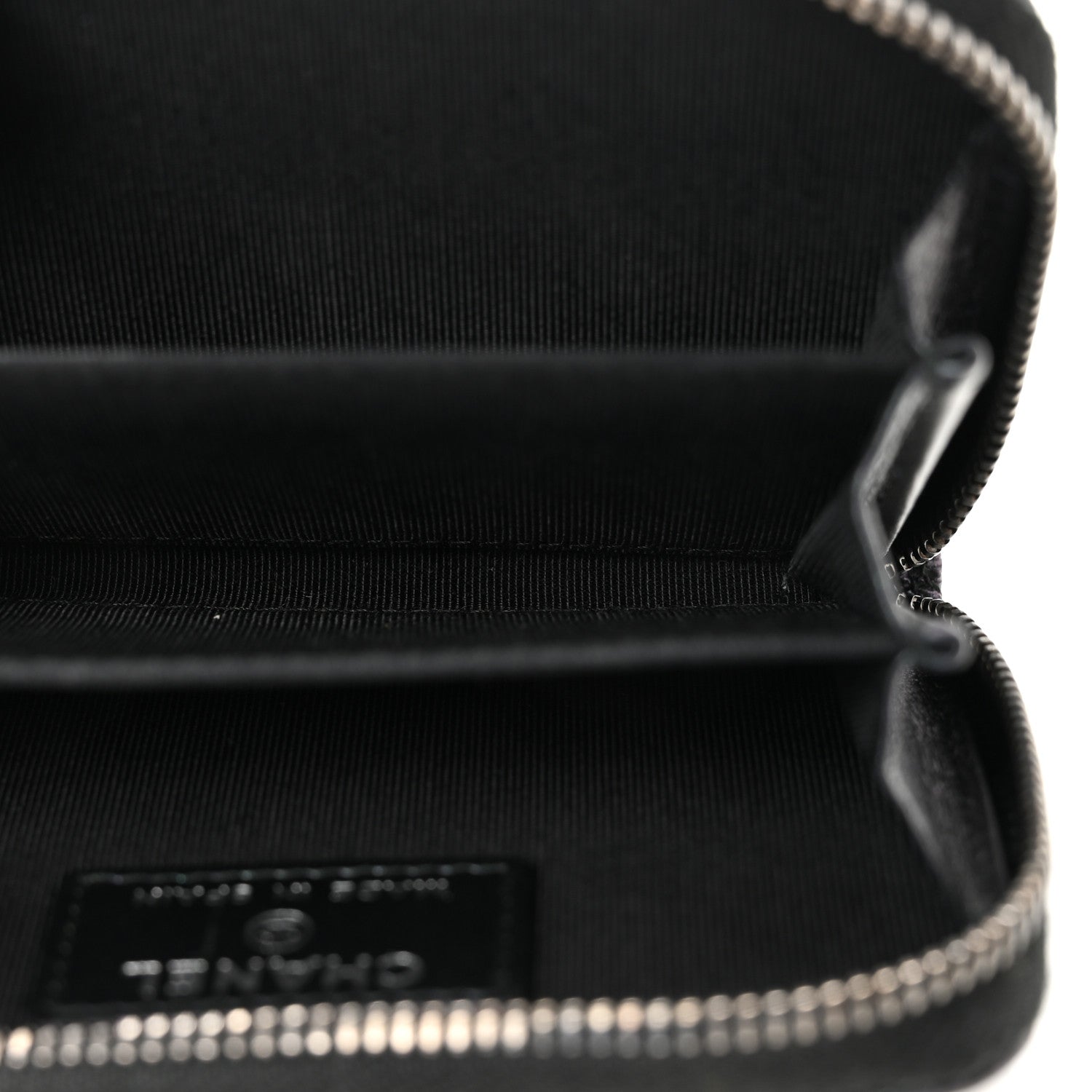 Chanel Iridescent Caviar Chevron Quilted Zip Around Coin Purse Black 5 of 7