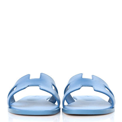 Hermes Box Calfskin Oran Sandals 39 Bleu Cameo 2 of 9