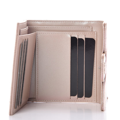 Chanel Metallic Caviar Chevron Quilted Compact Flap Wallet Light Gold 5 of 9