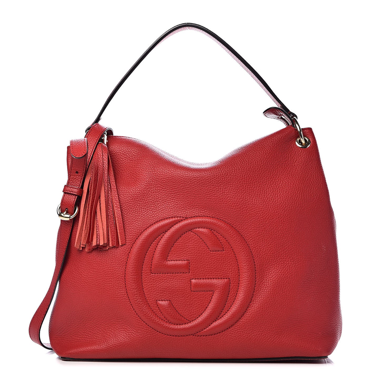 Pebbled Calfskin Large Soho Hobo Tabasco Red