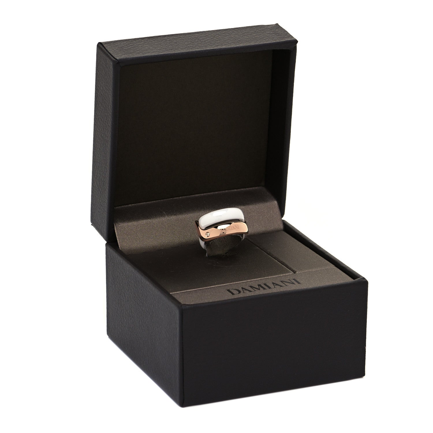 Damiani 18K Pink Gold White Ceramic Diamond Abbracio Ring 49 5 5 of 5