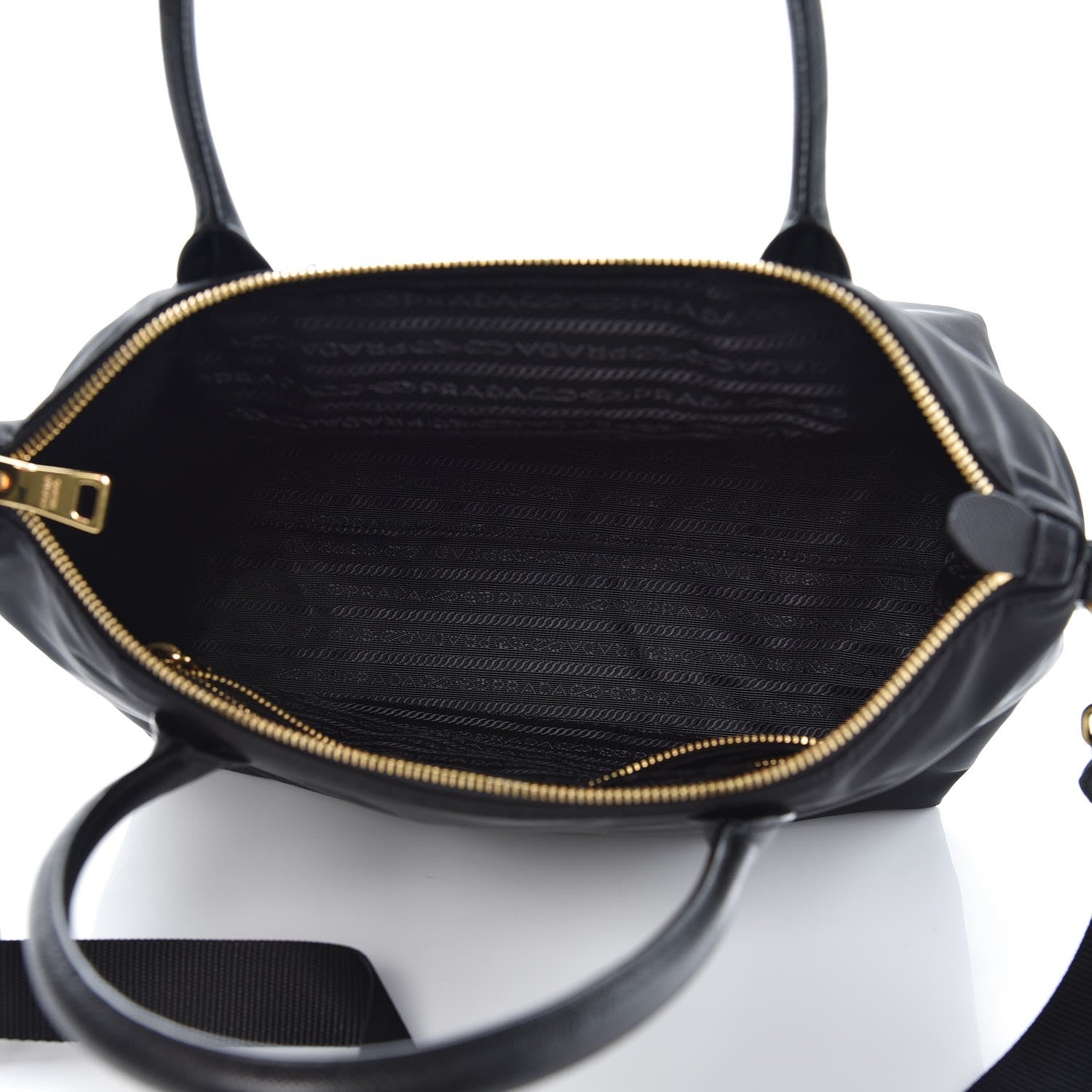 Prada Tessuto Nylon Saffiano Tote Black 5 of 7