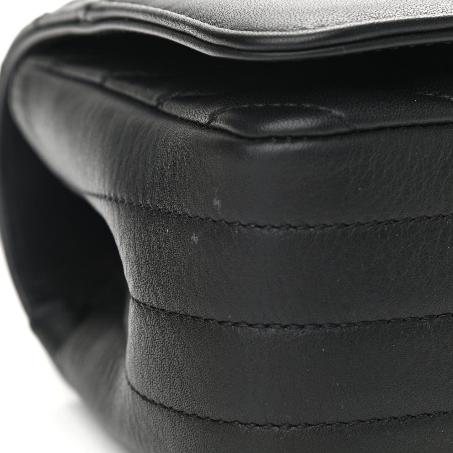 Calfskin Chevron Quilted Medium Statement Flap Black