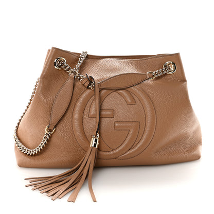 Gucci Pebbled Calfskin Medium Soho Chain Shoulder Bag Camelia 1 of 10