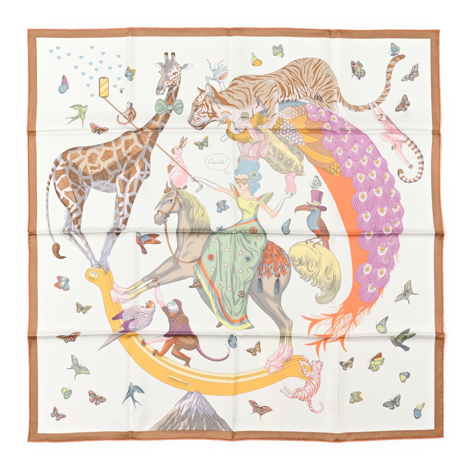 Hermes Silk Hermes Story Scarf 90 White Beige Multicolor 1 of 4