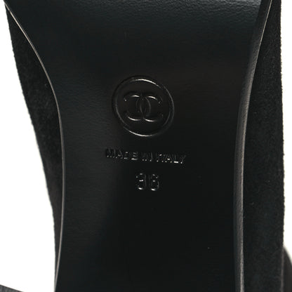Chanel Suede CC Tall Boots 36 Black 7 of 8