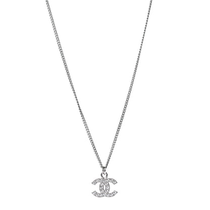 Chanel Crystal Timeless CC Necklace Silver 1 of 5