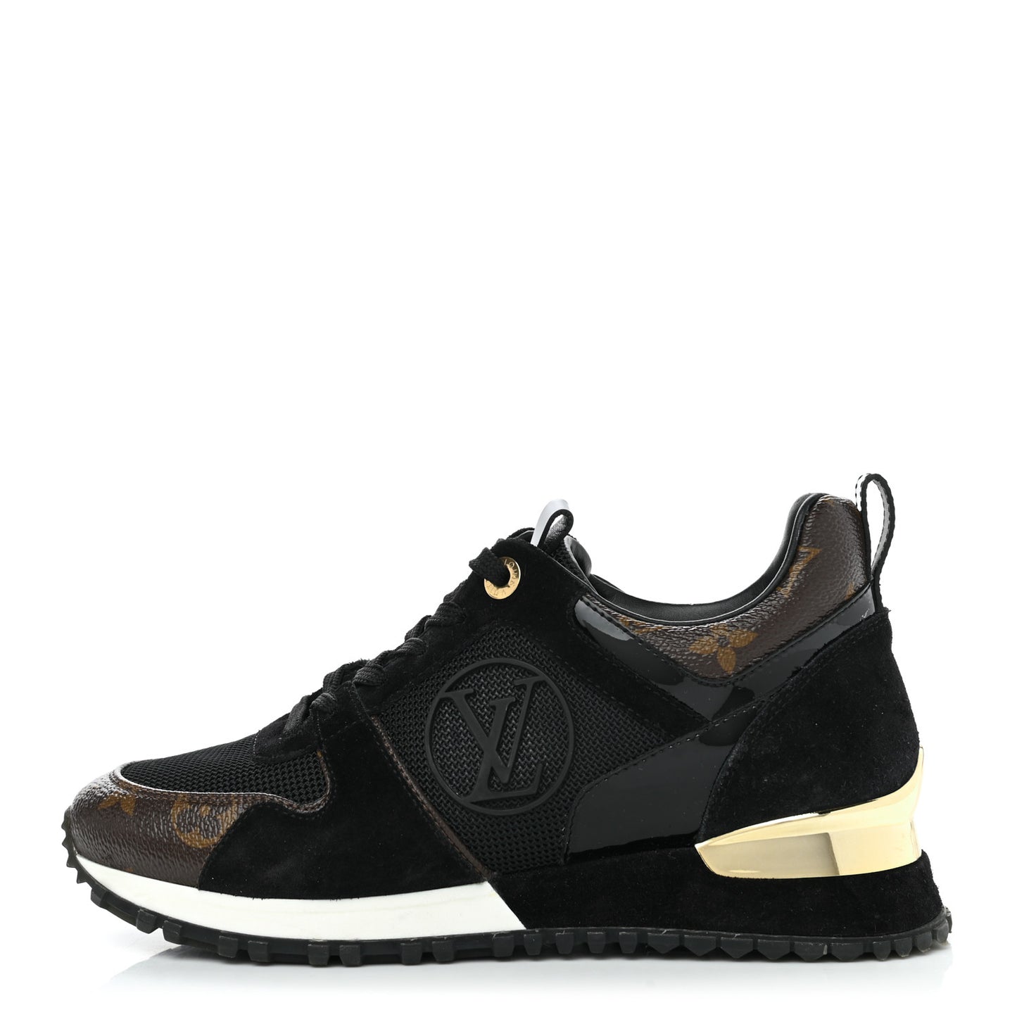 Suede Monogram Run Away Sneakers 35 Black