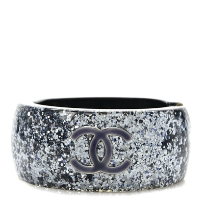 Chanel Resin Glitter CC Cuff Silver 1 of 6