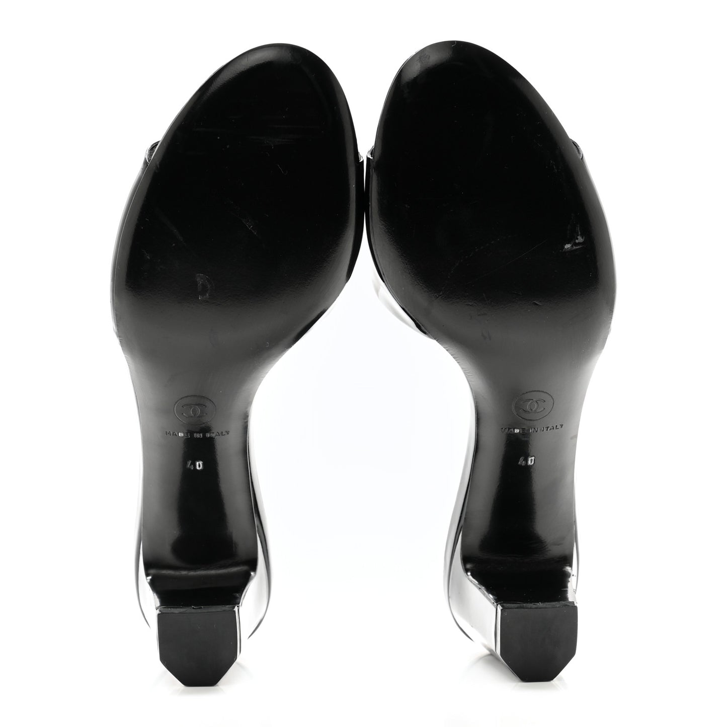 Patent Crystal Embellished Sandals 40 Black