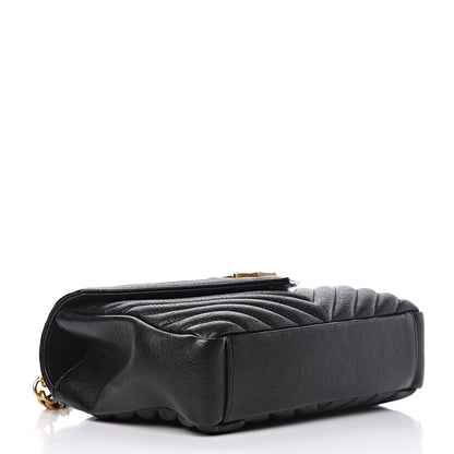 Saint Laurent Sheepskin Matelasse Chevron Monogram Medium College Bag Black 4 of 11
